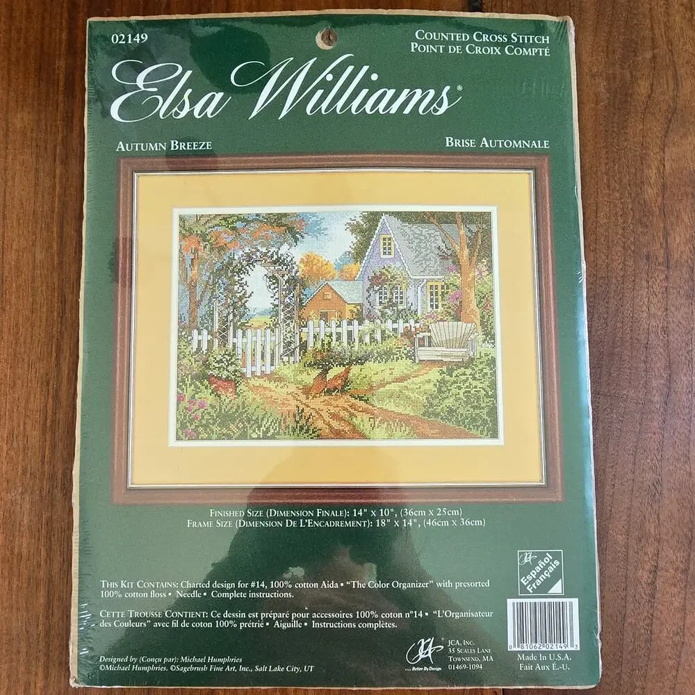 Vintage Elsa Williams Autumn Breeze Cross Stitch Kit Nature Cottagecore Classic